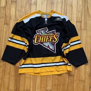 Reebok Johnstown Chiefs Hockey Jersey ECHL Authentic Men's Size 52 Black Yellow